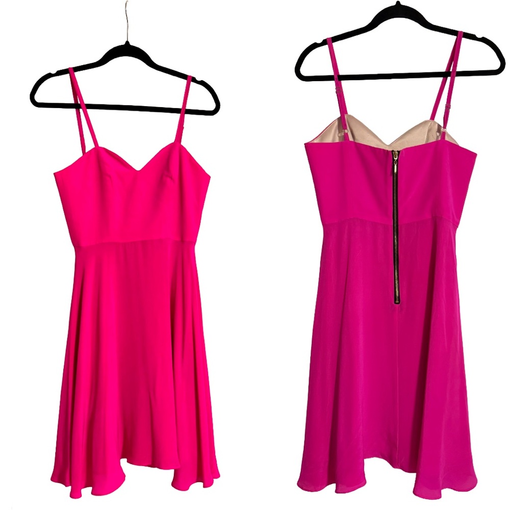 100% Silk Neon Pink Slip Dress Size 4 | Barbiecore Party Wedding Guest Midi